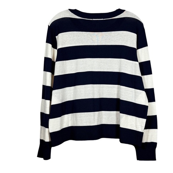 NWOT Candace Cameron Bure Lightweight Stripes Sweater, Navy and White, Size XL - Picture 7 of 8